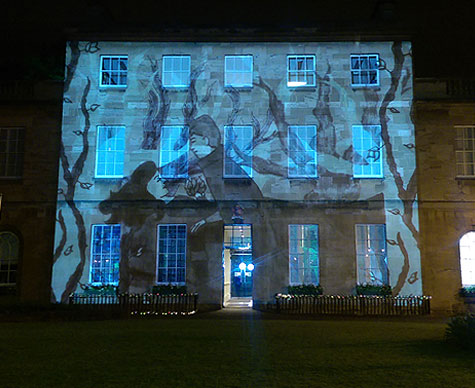 Image projection to building.