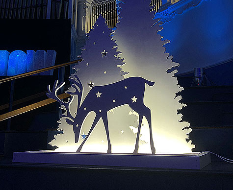 Bespoke CNC cut deer and trees silhouettes for Christmas theme.