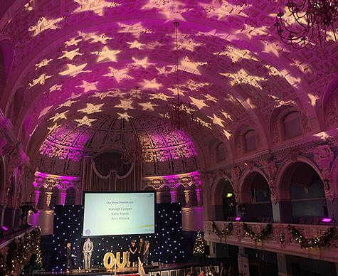 Stars gobo projection on Town Hall ceiling.
