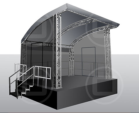 Outdoor covered stage hire from OTP, Didcot nr. Oxford, Oxfordshire, UK.